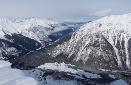 bird's eye view of snow mountain during daytime photo