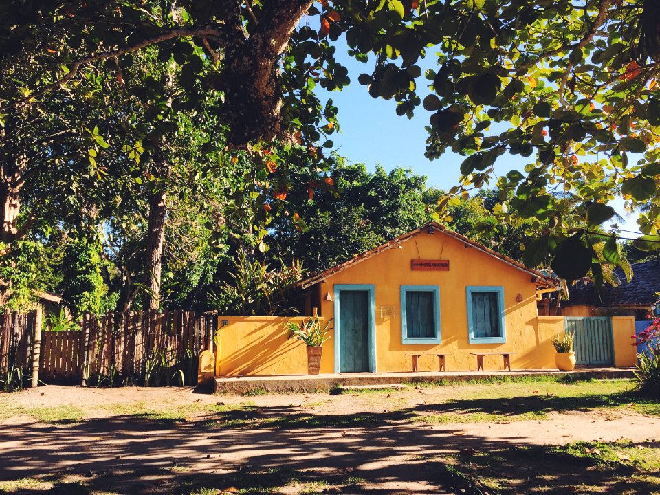 green and yellow cement house