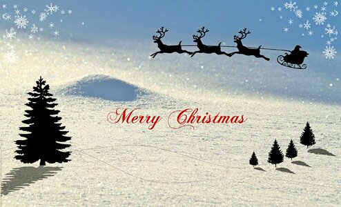 Snow landscape reindeer sleigh santa claus
