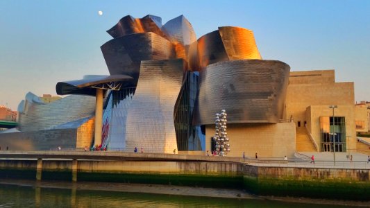 Spain, Sunset, Guggenheim museum bilbao