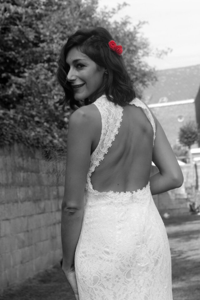 Lace black and white red