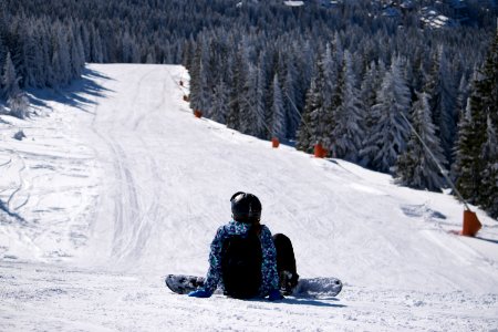Mountain, Ski tracks, Snowboard photo