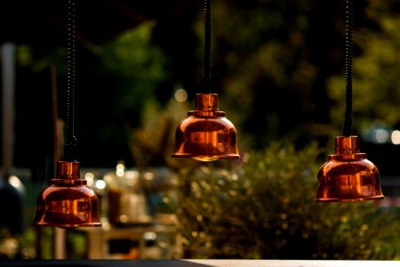 photo of brown 3-bulb pendant lamps photo