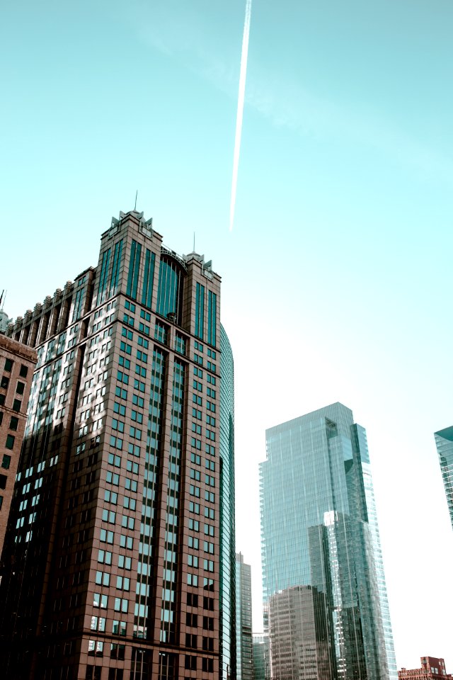 low angle photography of curtain wall buildings taken under clear sky