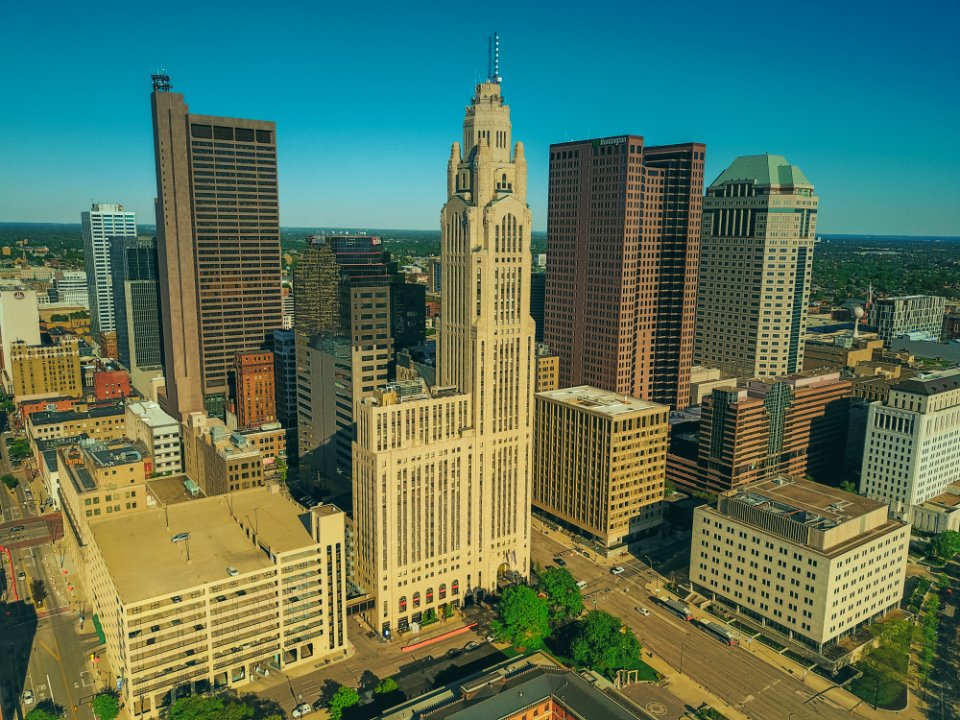 city buildings on top view