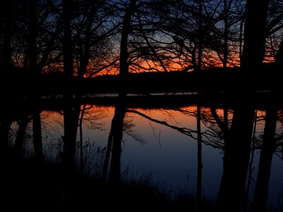 The mirror-like lake beautifully evening