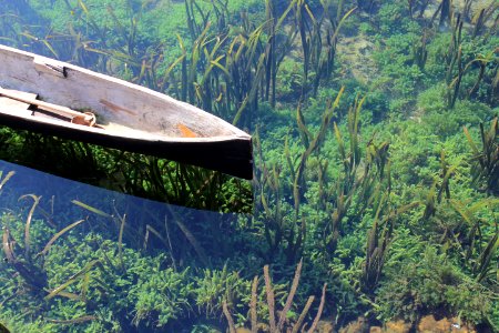 black wooden canoe on body of water photo