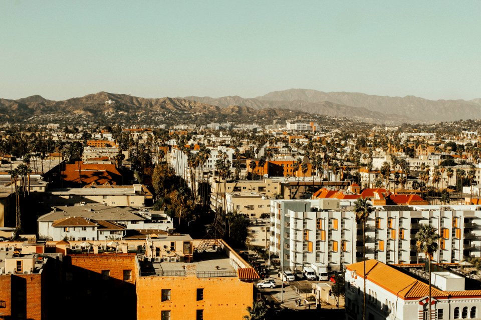high angle photo of buildings