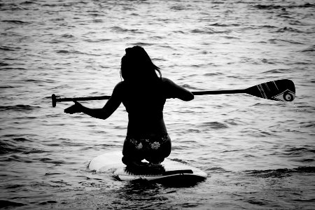 Silhouette, Paddle board, Sea photo