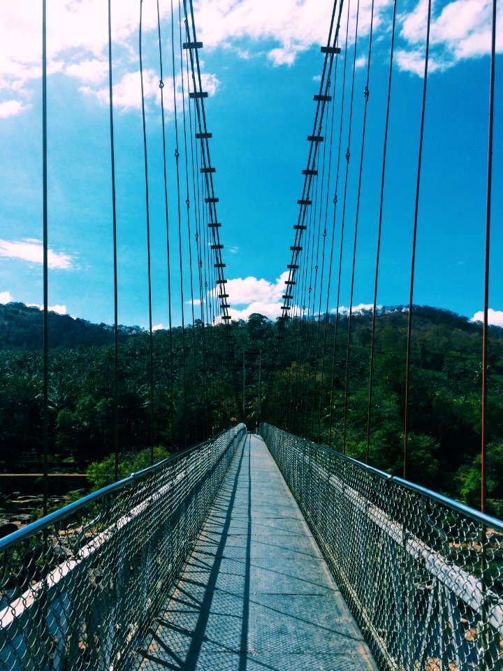 Kerala, India, Ezhattumughamthumboormuzhi cable suspension bridge