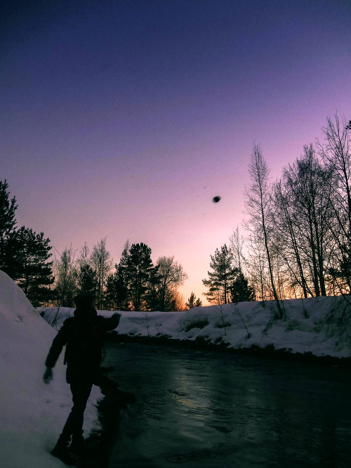 Sky, Sunset, Snow