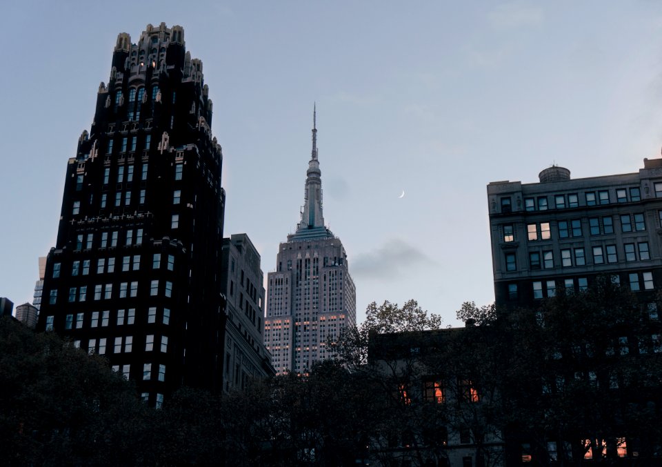 City, Building, Moon