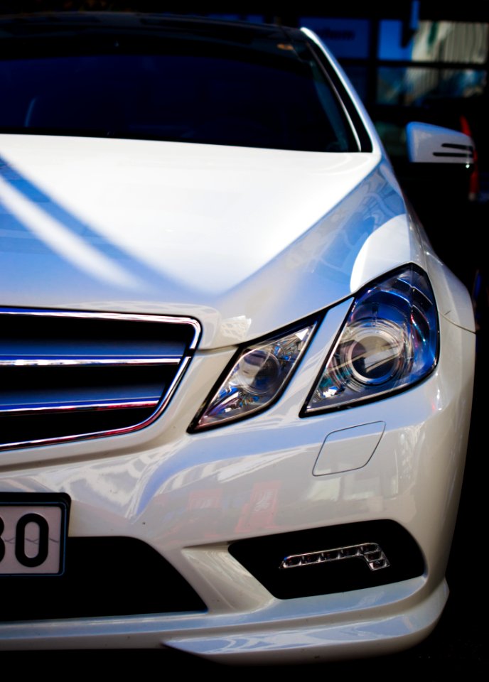 close view of white vehicle