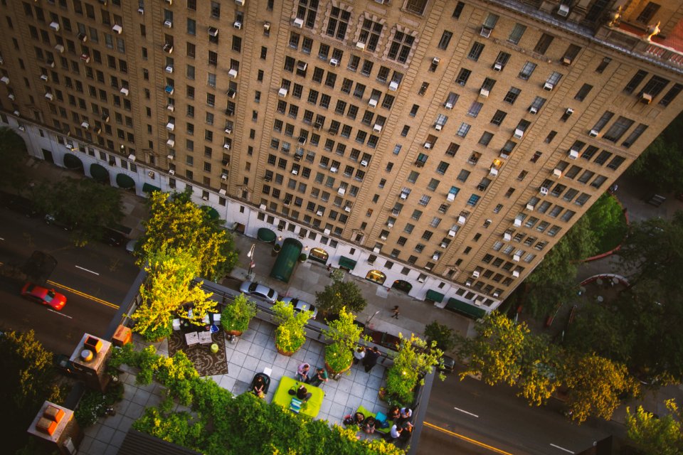 aerial shot of gray concrete structure photo