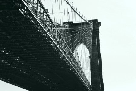 grayscale photo of Brooklyn bridge photo
