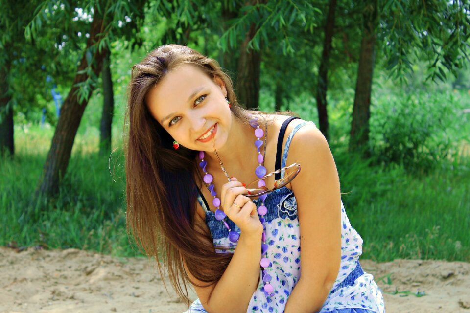 Beautiful girl brunette joy