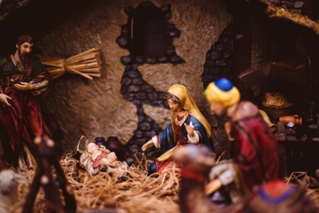 The Nativity figurine closeup photography photo