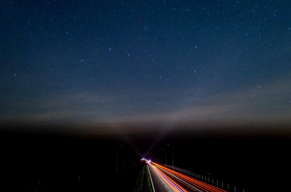 vehicles on road during night time
