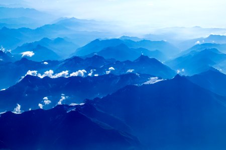 aerial photography of mountain under clear blue sky photo