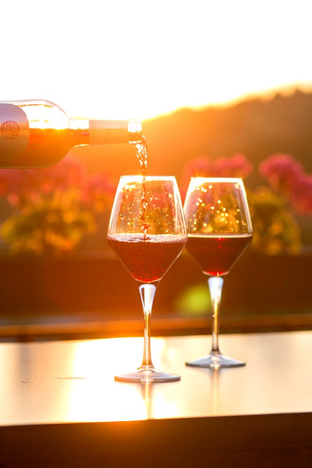 wine glass on table