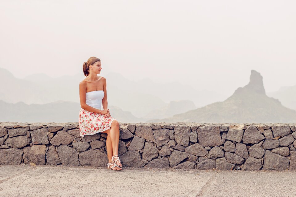 Rocks mountains woman