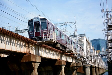 Railway transport blue train