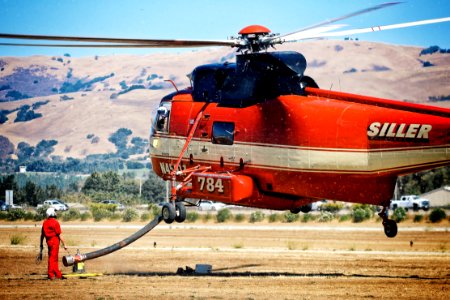 red and white Siller chopper ascending