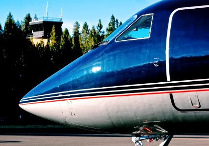blue and white airplane