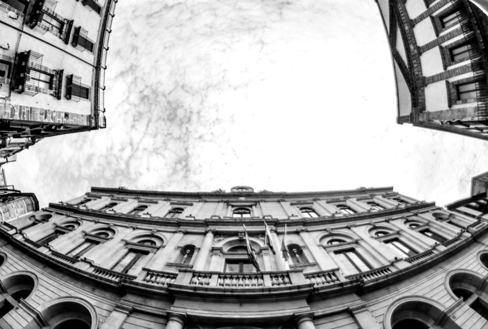low-angle photography building