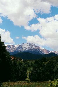 mountain view on cloudy sky photo