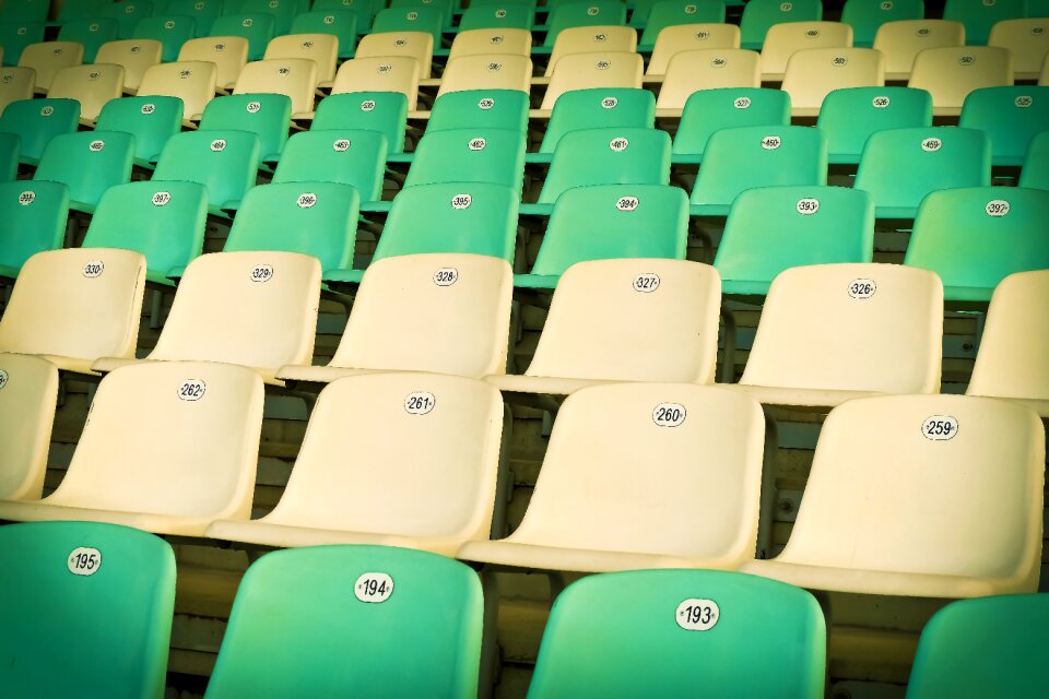 Grandstand chairs rows of seats photo