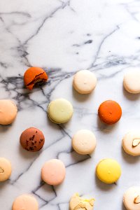 macarons on gray table