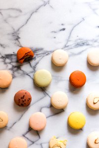 macarons on gray table photo