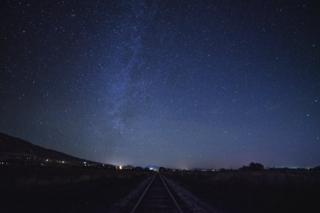train rail during night time photo