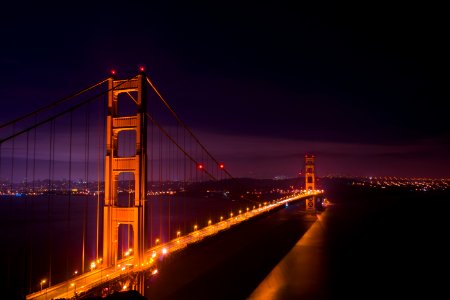 low light photography of bridge