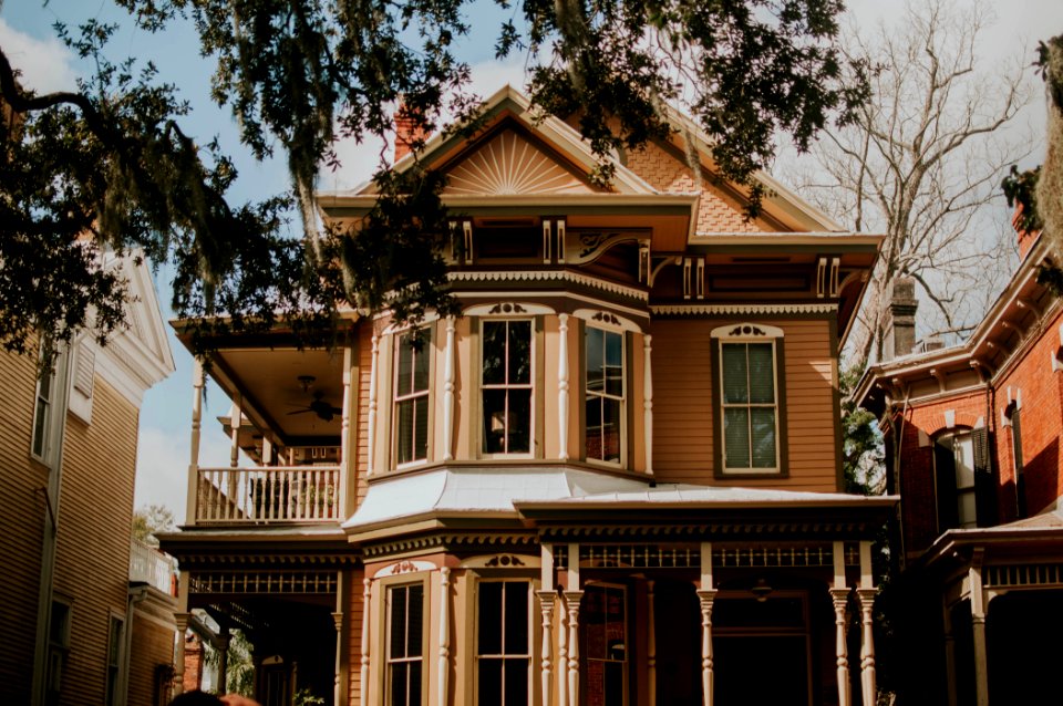beige 2-story house
