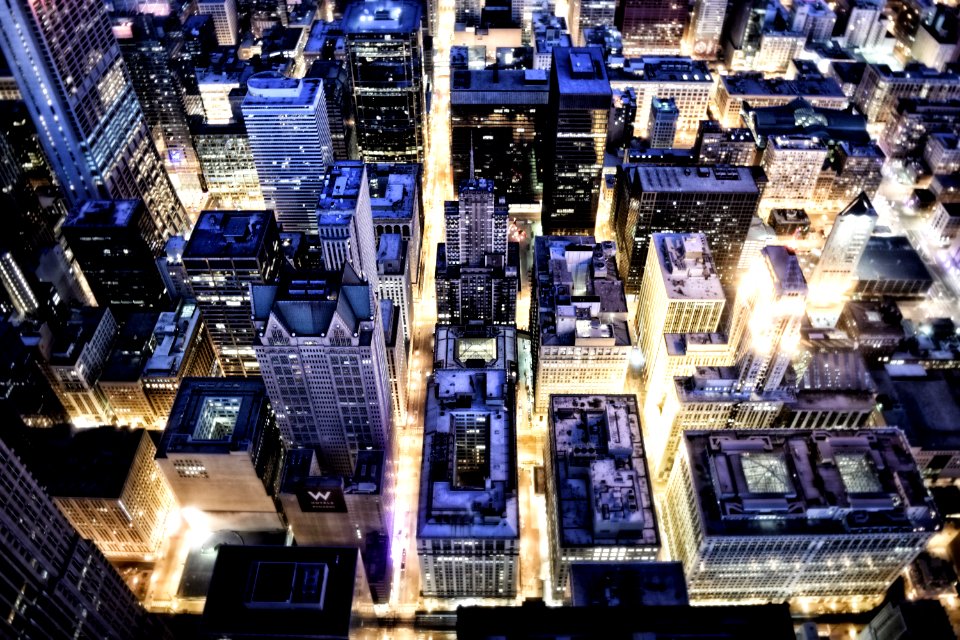 top view of cityscape during night time photo
