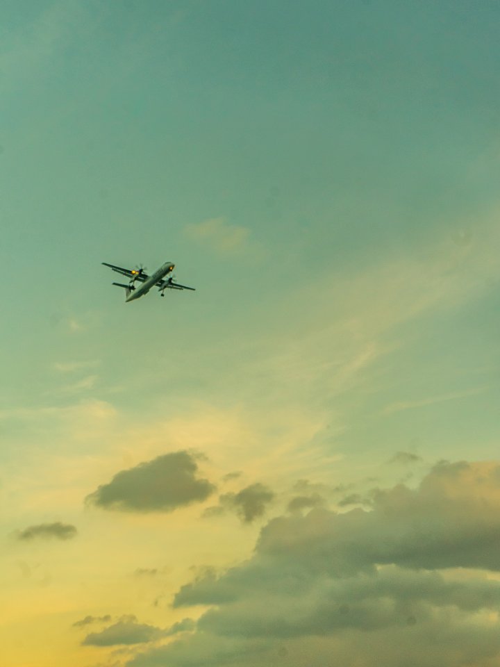 Sunset, Yellow, Plane