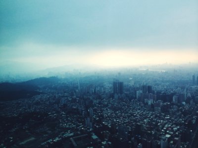 City, Fog, Buildings