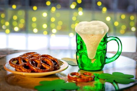 Beer pretzels green photo