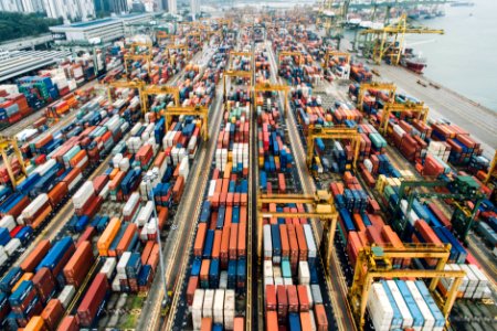 aerial photo of cargo crates photo