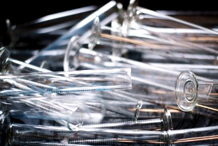 pile of clear measuring test tubes photo
