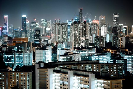 lighted city buildings during nighttime photo