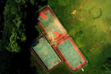 three basketball court aerial photo photo