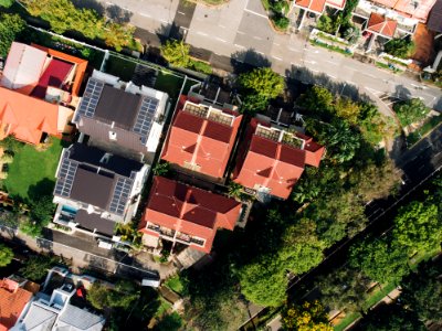 aerial photography of brown and black houses photo