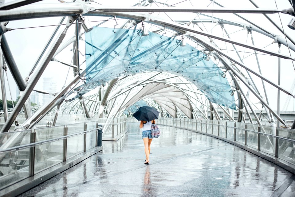 woman holding umbrella