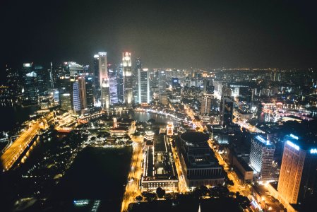 aerial photo of city at night photo