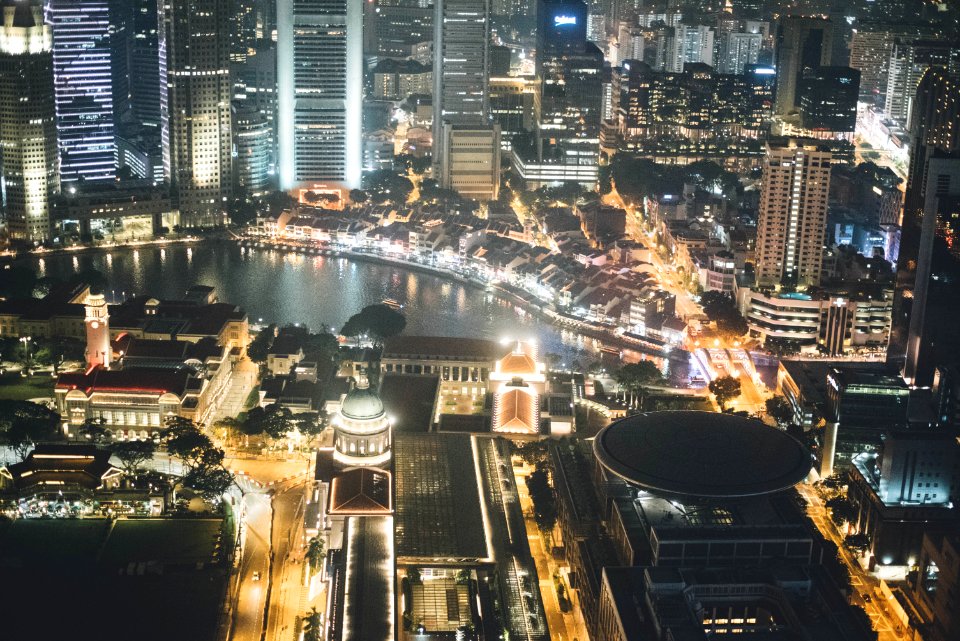 aerial view of city during nighttime