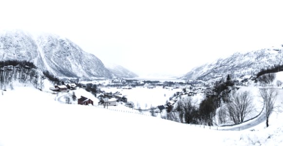 village coated with snow