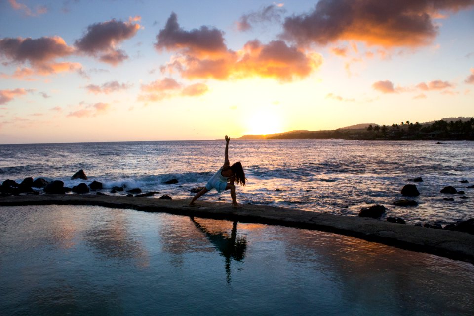 silhouette photo of woman at beach